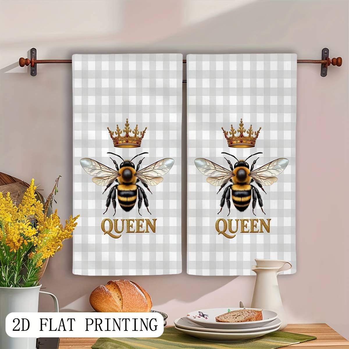 2 Stück, karierte Queen Bee Kü – Home Cooking Queen Bewertung und Preis